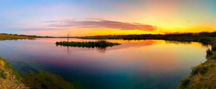 A stunning view of the Foxhill Fishery and bird haven  island